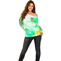 Irish Skull Off Shoulder Sweater Oho Lucky Mama - Wonder Print Shop