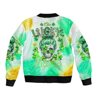 Irish Skull Sleeve Zip Bomber Jacket Oho Lucky Mama - Wonder Print Shop