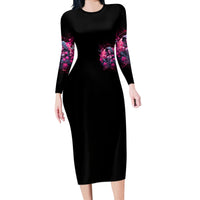 Witch Skull Long Sleeve Bodycon Dress They Whispered To Her You Cannot Withstand The Storm - Wonder Print Shop