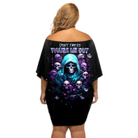 Reaper Skull Off Shoulder Short Dress Don't Try To Figure Me Out - Wonder Print Shop