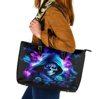 Rose Skull Leather Tote Bag If My Mouth Doesn't Say It - Wonder Print Shop
