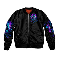 Rose Skull Sleeve Zip Bomber Jacket If My Mouth Doesn't Say It - Wonder Print Shop