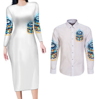 Wolf Skull Couples Matching Long Sleeve Bodycon Dress and Long Sleeve Button Shirt You First Mistake Was Thinking I Was One Of The Sheep - Wonder Print Shop