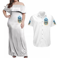 Wolf Skull Couples Matching Off Shoulder Maxi Dress and Hawaiian Shirt You First Mistake Was Thinking I Was One Of The Sheep - Wonder Print Shop