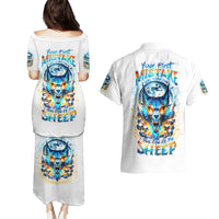 Wolf Skull Couples Matching Puletasi and Hawaiian Shirt You First Mistake Was Thinking I Was One Of The Sheep - Wonder Print Shop
