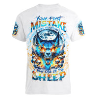 Wolf Skull Women V Neck T Shirt You First Mistake Was Thinking I Was One Of The Sheep - Wonder Print Shop