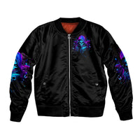 Witch Skull Sleeve Zip Bomber Jacket The Good Girl In Me Got Tired Of The Bullshit - Wonder Print Shop