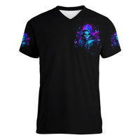 Witch Skull Women V Neck T Shirt The Good Girl In Me Got Tired Of The Bullshit - Wonder Print Shop