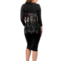 Skull Long Sleeve Bodycon Dress Death Reaper Arcana - Wonder Print Shop