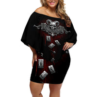 Skull Off Shoulder Short Dress Death Reaper Arcana - Wonder Print Shop