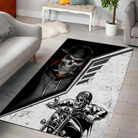 Skull Area Rug Riding Motocycle - Wonder Print Shop