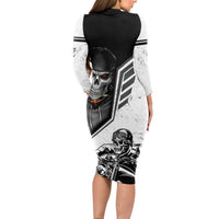 Skull Long Sleeve Bodycon Dress Riding Motocycle - Wonder Print Shop