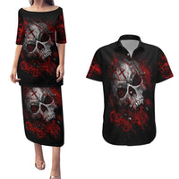 Skull Couples Matching Puletasi Dress and Hawaiian Shirt Bloody Skull Scream - Wonder Print Shop
