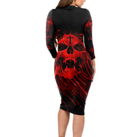 Skull Long Sleeve Bodycon Dress Bloody Skull Scream - Wonder Print Shop