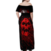 Skull Off Shoulder Maxi Dress Bloody Skull Scream - Wonder Print Shop