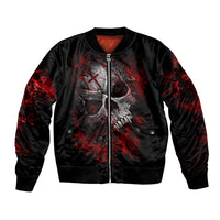 Skull Sleeve Zip Bomber Jacket Bloody Skull Scream - Wonder Print Shop