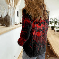 Skull Women Casual Shirt Bloody Skull Scream - Wonder Print Shop