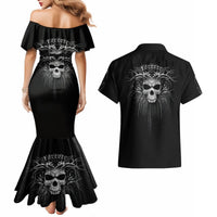 Skull Couples Matching Mermaid Dress And Hawaiian Shirt Skull Death Forever - Wonder Print Shop
