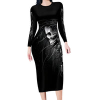Skull Long Sleeve Bodycon Dress Skull Death Forever - Wonder Print Shop