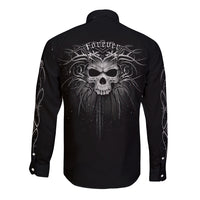 Skull Long Sleeve Button Shirt Skull Death Forever - Wonder Print Shop