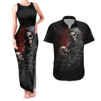 Skull Couples Matching Tank Maxi Dress And Hawaiian Shirt Death Angel Hold Skull - Wonder Print Shop