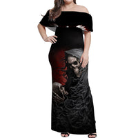 Skull Off Shoulder Maxi Dress Death Angel Hold Skull - Wonder Print Shop