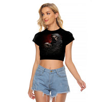 Skull Raglan Cropped T Shirt Death Angel Hold Skull - Wonder Print Shop