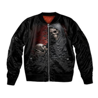 Skull Sleeve Zip Bomber Jacket Death Angel Hold Skull - Wonder Print Shop