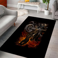 Flaming Skull Area Rug Death Angel Riding Motocycle - Wonder Print Shop