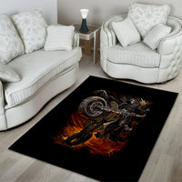 Flaming Skull Area Rug Death Angel Riding Motocycle - Wonder Print Shop
