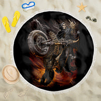Flaming Skull Beach Blanket Death Angel Riding Motocycle - Wonder Print Shop