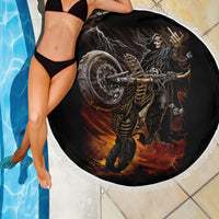 Flaming Skull Beach Blanket Death Angel Riding Motocycle - Wonder Print Shop