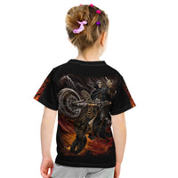 Flaming Skull Kid T Shirt Death Angel Riding Motocycle - Wonder Print Shop