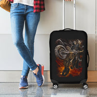 Flaming Skull Luggage Cover Death Angel Riding Motocycle - Wonder Print Shop