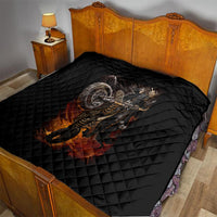 Flaming Skull Quilt Death Angel Riding Motocycle - Wonder Print Shop