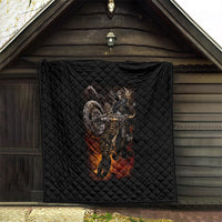 Flaming Skull Quilt Death Angel Riding Motocycle - Wonder Print Shop