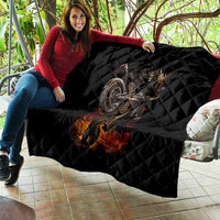 Flaming Skull Quilt Death Angel Riding Motocycle - Wonder Print Shop