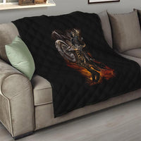 Flaming Skull Quilt Death Angel Riding Motocycle - Wonder Print Shop
