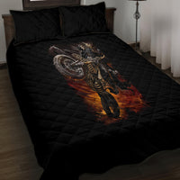 Flaming Skull Quilt Bed Set Death Angel Riding Motocycle - Wonder Print Shop