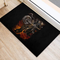 Flaming Skull Rubber Doormat Death Angel Riding Motocycle - Wonder Print Shop