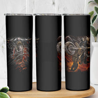 Flaming Skull Skinny Tumbler Death Angel Riding Motocycle - Wonder Print Shop