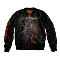 Flaming Skull Sleeve Zip Bomber Jacket Death Angel Riding Motocycle - Wonder Print Shop