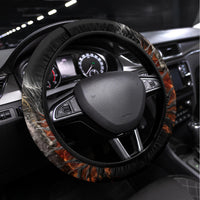 Flaming Skull Steering Wheel Cover Death Angel Riding Motocycle - Wonder Print Shop
