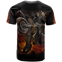 Flaming Skull T Shirt Death Angel Riding Motocycle - Wonder Print Shop