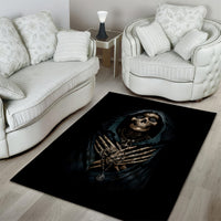 Grim Reaper Area Rug The Ferryman Of The Underworld with Charon Skull Black - Wonder Print Shop