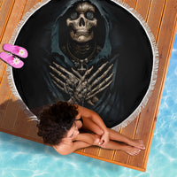 Grim Reaper Beach Blanket The Ferryman Of The Underworld with Charon Skull Black - Wonder Print Shop