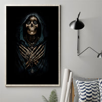 Grim Reaper Canvas Wall Art The Ferryman Of The Underworld with Charon Skull Black - Wonder Print Shop