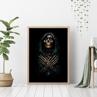 Grim Reaper Canvas Wall Art The Ferryman Of The Underworld with Charon Skull Black - Wonder Print Shop