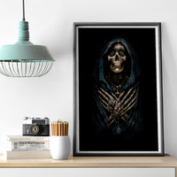 Grim Reaper Canvas Wall Art The Ferryman Of The Underworld with Charon Skull Black - Wonder Print Shop