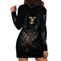 Grim Reaper Hoodie Dress The Ferryman Of The Underworld with Charon Skull Black - Wonder Print Shop